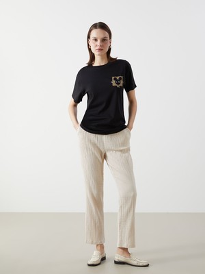 Lc Waikiki Yeni Sezon Beli Lastikli Dokulu Kadın Pantolon