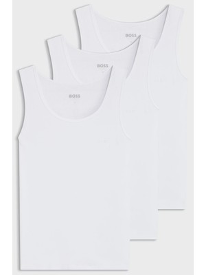 Boss Erkek Regular Fit Yuvarlak Yakalı %100 Pamuk 3'lü Paket Beyaz Atlet 50542132-100