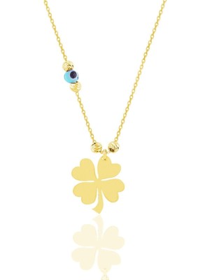 PremiumPort Yaldızlı Gümüş Dorica Yonca Kolye, Şık ve Zarif Takı Tasarımı