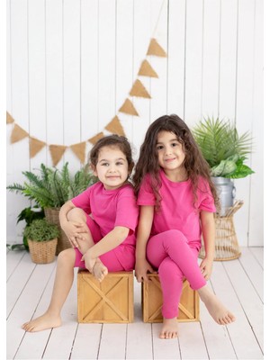 Şehrazat Handmade Tasarım Alt Üst Pamuklu Çocuk Takım (Tişört-Uzun Tayt)