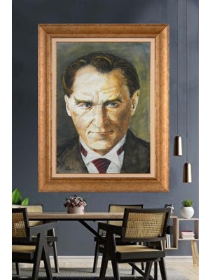 Giyense Özel Seri Altın Paspartulu Çerçeveli Atatürk Tablo J450