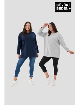 Superlife Kadın  Büyük Beden 2'li Set Ince Sweatshırt Tunik SPR26BTK990+2