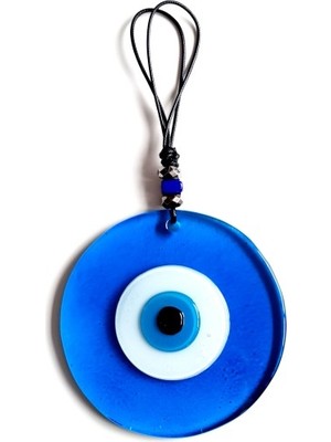 DS LLC Ieg™ Nazar Boncuklu El Yapımı Deri Ipli Açık Mavi Şeffaf Cam Duvar Süsü DSLLCRS-ETIEG34