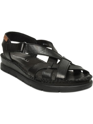 Forelli 22316 Karina Deri Siyah Kadın Sandalet