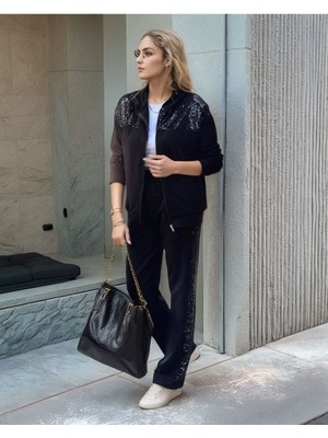 Stelol Kadın Iki Iplik Kumaş Pul ve Fermuar Detaylı Ikili Takım