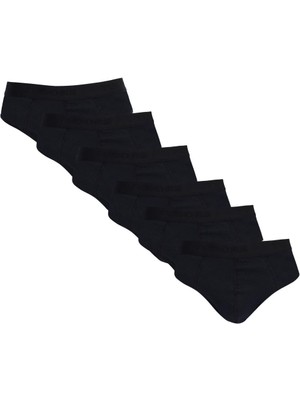 Tudors Erkek 6'lı Paket Likralı Pamuklu Siyah Slip Külot