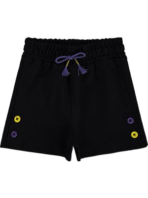 Civil Girls Düğme Detaylı 2-5 Yaş Şort - Siyah 3-4 Yaş