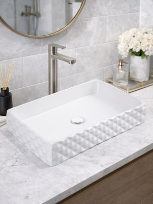 Fualora Seramik Çanak Lavabo Batarya Deliksiz 60*34*12 cm