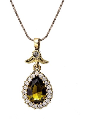 PremiumPort Sarı Sitrin Taşlı Gümüş Otantik Doğal Taşlı Şık Kolye