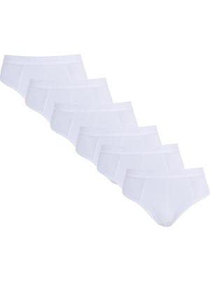 Tudors Erkek 6'lı Paket Likralı Pamuklu Beyaz Slip Külot