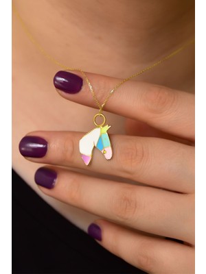 PremiumPort 925 Ayar Gümüş Mineli At Kolye, Zarif Takı, Şık ve Parlak Tasarım