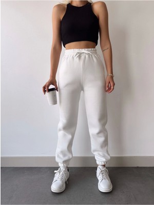 Stelol Üç Iplik Basic Lastikli Eşofman Pantolon - Beyaz