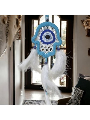 DS LLC Ieg™ Nazar Boncuğu Motifli Turkuaz Fatma Ana Eli Duvar Süsü El Işçiliği Duvar Dekoru Dsllcr