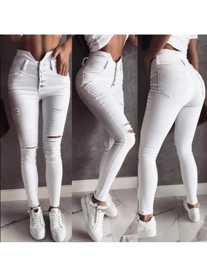 Stelol 5 Düğmeli V Detay Bel Yırtık Kot