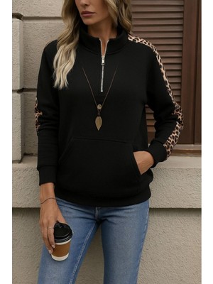 Stelol Kadın Uzun Kollu Balıkçı Yaka Önden Fermuarlı Polar Bluz