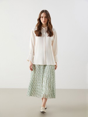 Lc Waikiki Yeni Sezon Beli Lastikli Desenli Şifon Kadın Pileli Etek