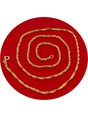 PremiumPort Altın Rengi Burgu Zincir 50 cm Gümüş Kolye, 925 Ayar Zincir Znc-30