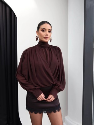 Esra Helvacı Yaka Bağlamalı Şifon Bluz