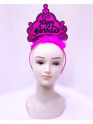 DS LLC Happy Birthday Neon Fuşya Renk Doğum Günü Tacı 24X15 cm (4887)
