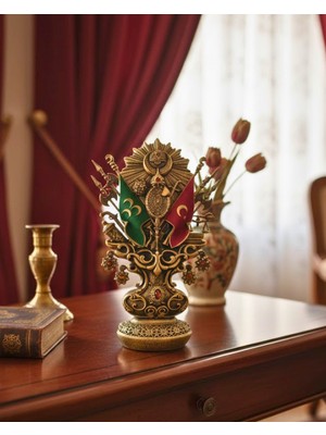 Sufi Tesbih Esans Ve Hediyelik Büyük Boy Kabartmalı Osmanlı Arması - Özel Tasarım Makam ve Ofis Hediyesi - Dekoratif Salon Objesi