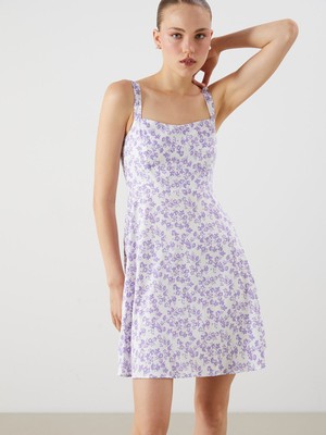 Lc Waikiki Yeni Sezon Çiçekli Askılı Belden Oturtmalı Mini Elbise