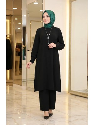 Aerobin Kumaş Tunik Pantolon Ikili Takım 4144-04 Siyah