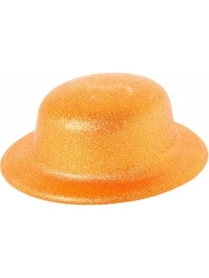 DS LLC Ieg™ Turuncu Renk Simli Melon Yuvarlak Parti Şapkası 24X26 cm DSLLCRS-ETIEG34