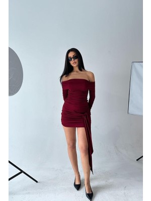 Les Séduisantes C.A. Özel Tasarım Dalgıç Kumaş Önden Bağlamalı Elbise