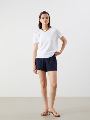 Lc Waikiki Yeni Sezon Beli Lastikli Dokulu Müslin Kadın Şort