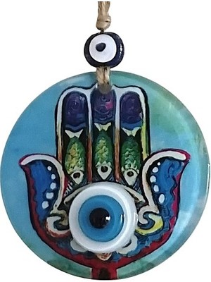 DS LLC Ieg™ Fatma Ana Eli Desenli Nazar Boncuklu Duvar Süsü 10 cm Cam Duvar Dekoru DSLLCRS-ETIEG34