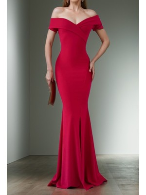 Stelol Kadın Dalgıç Kumaş Kayık Yaka ve Dekolte Detaylı Elbise