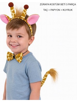DS LLC Ieg™ Zürafa Kosümü Aksesuar Seti 3 Lü - Taç Papyon Kuyruk DSLLCRS-ETIEG34