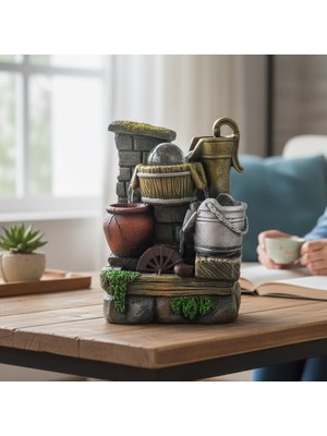 Hediyesahibi Dekoratif Masaüstü Süs Şelale – Işıklı ve Sessiz Motorlu