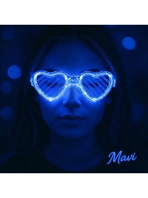 DS LLC Ieg™ Mavi LED Işıklı Kalp Gözlük – 3 Modlu Parti &amp; Glow Gözlüğü DSLLCRS-ETIEG34
