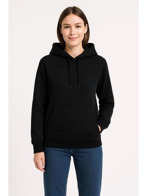 Stelol Üç Iplik Kapüşonlu Kanguru Çepli Sweatshirt Hoodie - Siyah