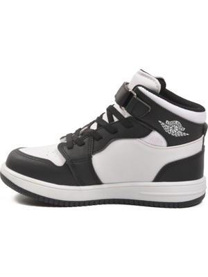 Cool Siyah-Beyaz Çocuk Spor Ayakkabı Haykat Uzun F