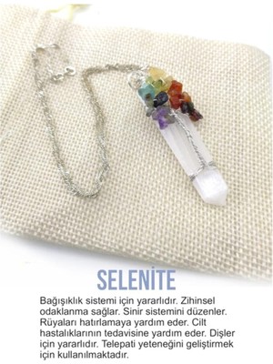 PremiumPort Selenit Çakra Gümüş Zincirli Kolye Ucu - Doğal ve Enerji Dolu Tasarım