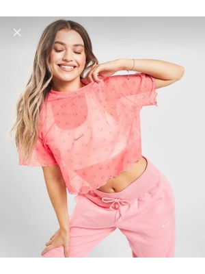 Nike Air Baskılı Kısa Kollu Fileli Kısa Kadın T-Shirt DV8245-611