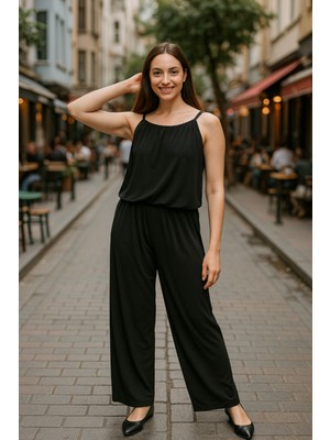 Stelol Kadın Rahat Kesim Askılı Bol Paça Sandy Kumaş Fırsat Ürün Tulum-Elbise