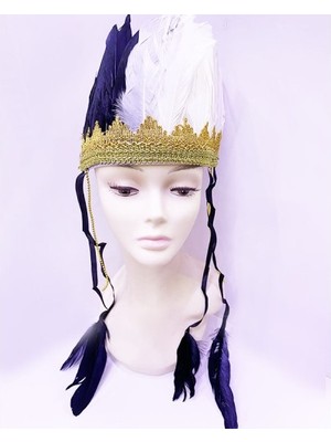 DS LLC Ieg™ Siyah Beyaz Renk Tüylü Kızılderili Başlığı | Taraftar Başlığı DSLLCRS-ETIEG34