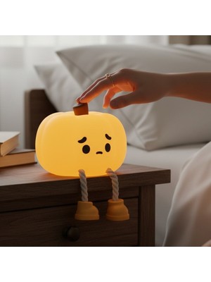 Sevimli Balkabağı Silikon Gece Lambası Yatak Odası Uyku Lambası