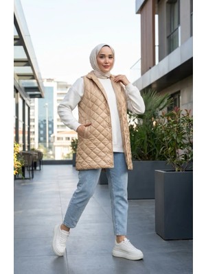 Çıtçıtlı Kapitone Yelek 71150-01 Bej