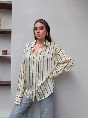 Esra Helvacı Kalın Çizgili Oversize Gömlek