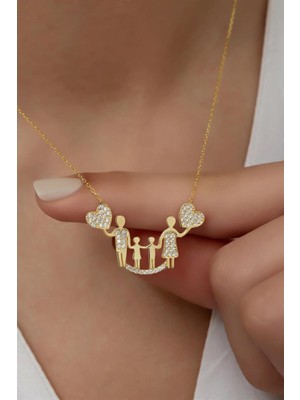 PremiumPort 925 Ayar Gümüş Aile Kolye, Zarif ve Şık Tasarım