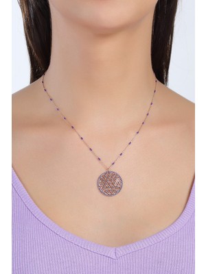 PremiumPort Ametist Taşlı Yaşam Çiçeği Kolyesi, Zarif ve Doğal Takı Tasarımı