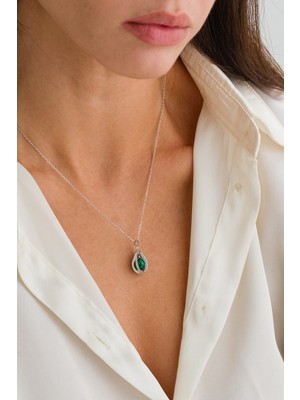 PremiumPort Yeşil Damla Kolye, 925 Ayar Gümüş, Şık ve Zarif Takı