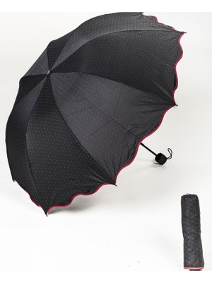 Eleven Markets Siyah Mini Puantiye Kadın Şemsiye Siyah