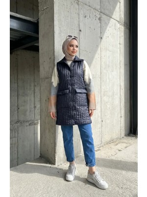 Kapitone Yelek 71152-07 Lacivert