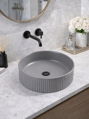 Fualora Seramik Çanak Lavabo Batarya Deliksiz 37*37*13 cm