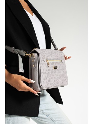 Pratik ve Şık Çok Bölmeli Tasarım - Just Polo Kadın Çantası 2068 Gri